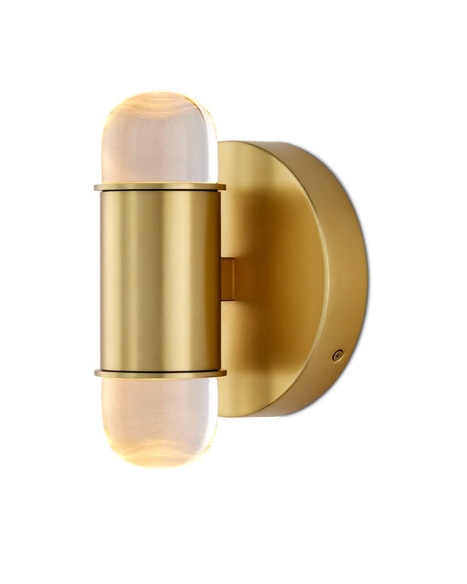 5000-0242 - Capsule LED Wall Sconce in Brushed Brass & Clear by Currey and Company