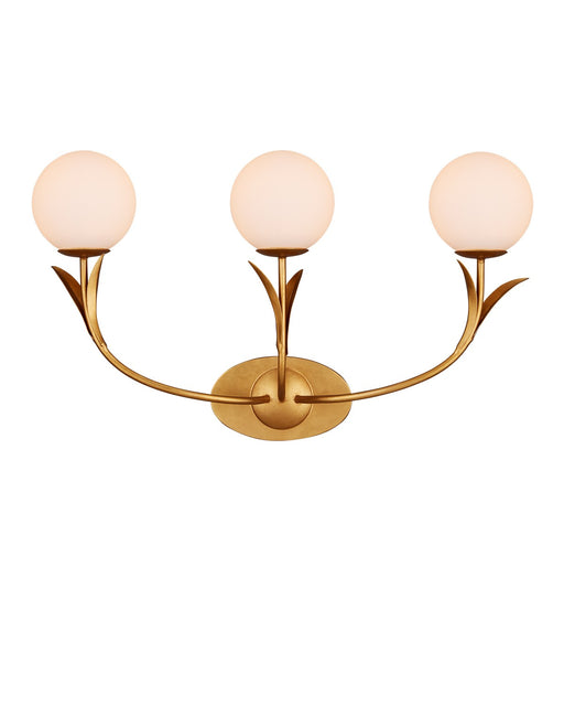 5000-0261 - 3-Light Wall Sconce in Contemporary Gold Leaf & Sugar White & Frosted White by Currey and Company