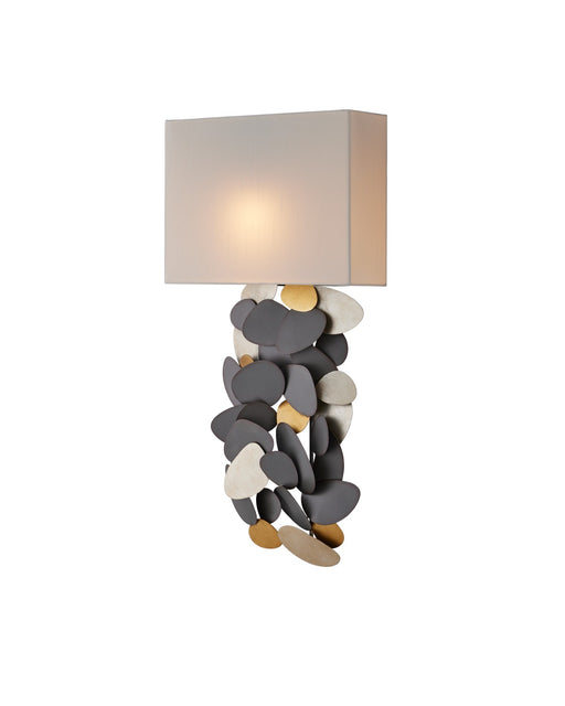 5900-0055 - 1-Light Wall Sconce in Hiroshi Gray & Contemporary Gold Leaf & Contemporary Silver Leaf by Currey and Company