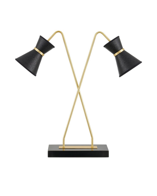 6000-0898 - Avignon 2-Light Desk Lamp in Polished Brass & Oil Rubbed Bronze & Black by Currey and Company