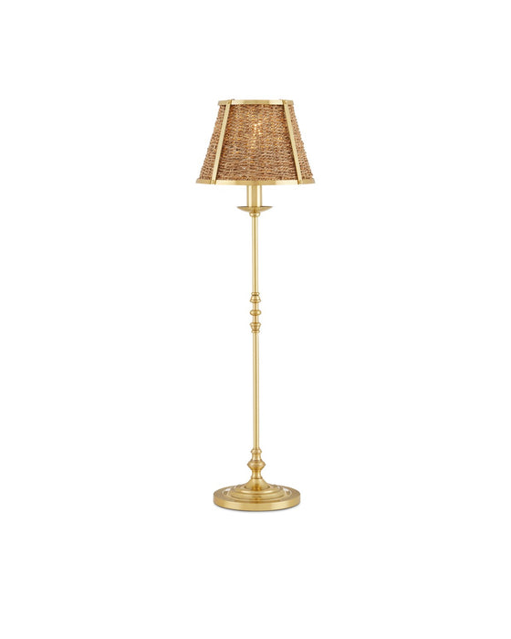 6000-0900 - Deauville 1-Light Table Lamp in Polished Brass & Natural by Currey and Company