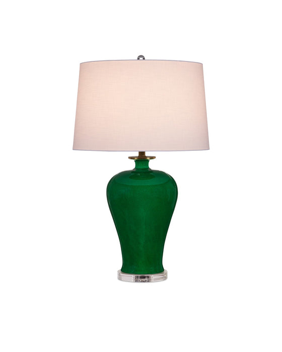 6000-0907 - Imperial 1-Light Table Lamp in Imperial Green & Clear & Natural Brass by Currey and Company