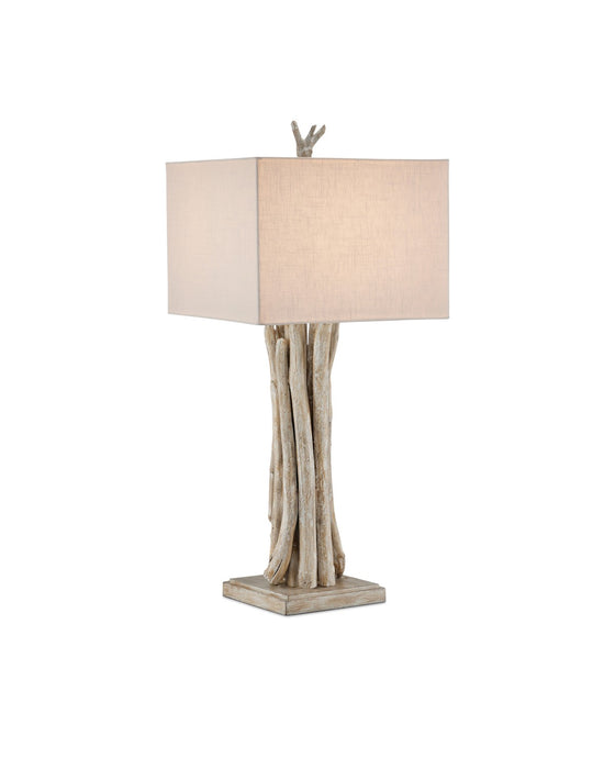 6000-0919 - Driftwood 1-Light Table Lamp in Whitewashed Driftwood by Currey and Company