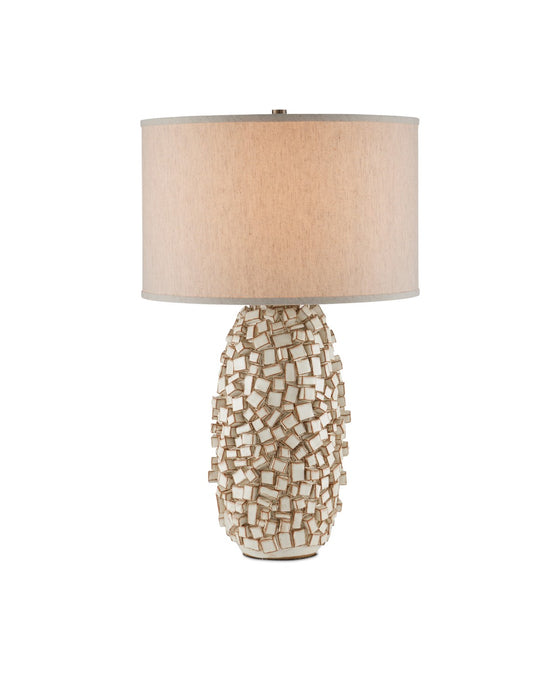 6000-0922 - Sugar Cube 1-Light Table Lamp in Ivory & Brown by Currey and Company