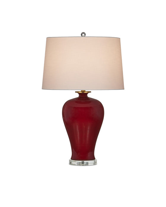 6000-0932 - 1-Light Table Lamp in Imperial Red & Clear & Natural Brass by Currey and Company