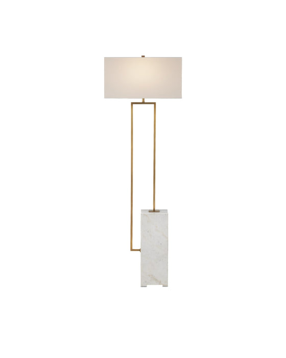 8000-0154 - 1-Light Floor Lamp in White & Antique Brass by Currey and Company