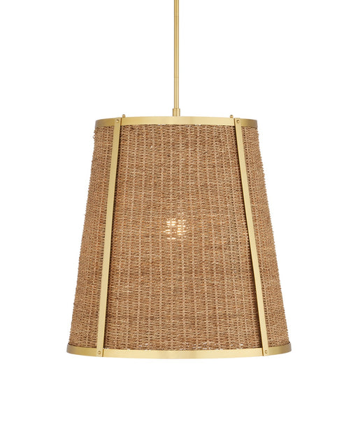 Deauville One Light Pendant in Natural/Polished Brass