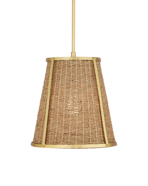 Deauville One Light Pendant in Natural/Polished Brass