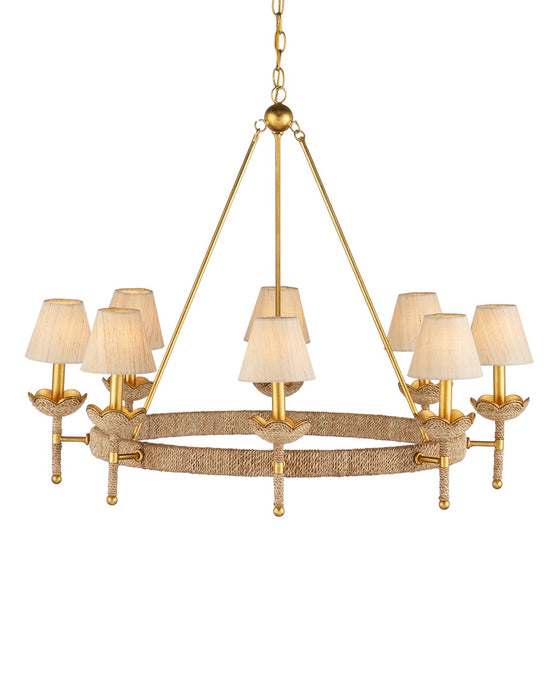 Vichy Eight Light Chandelier in Natural/Contemporary Gold Leaf/Contemporary Gold