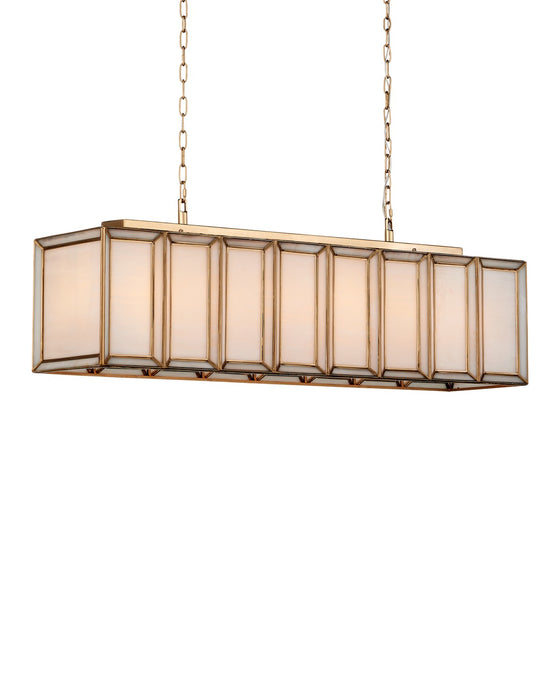 Daze Six Light Chandelier in White/Antique Brass