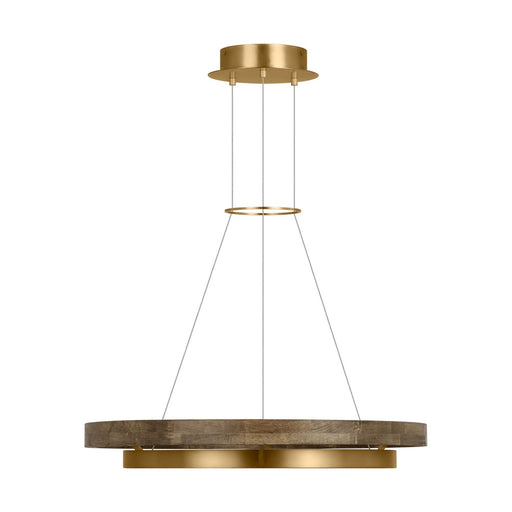 Grace LED Chandelier in Natural Brass/ Weathered Oak