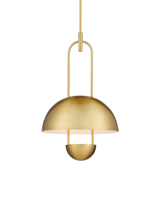 Creighton One Light Semi-Flush Mount in Brass/White