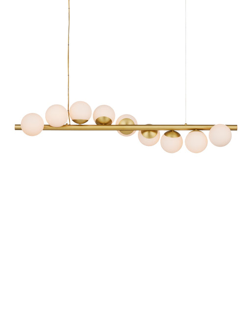 Barcarolle Nine Light Chandelier in Brushed Brass/White