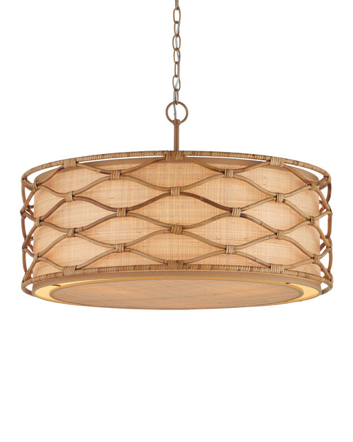 Three Light Pendant in Saddle Tan/Natural