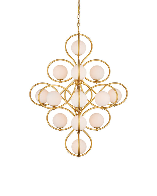 14 Light Chandelier in Contemporary Gold Leaf/Contemporary Gold/White