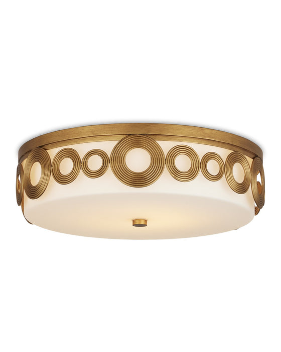 One Light Flush Mount in Brass/Opaque White