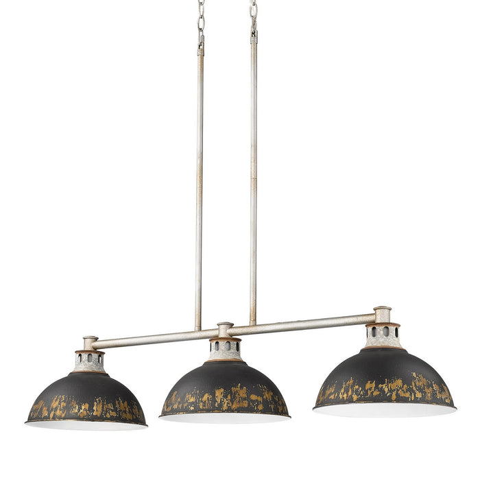 0865-3LP AGV-ABI - Kinsley Linear Pendant in Aged Galvanized Steel by Golden Lighting