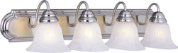 8014MRSN - Essentials 4-Light Bath Vanity in Satin Nickel with Marble Glass by Maxim Lighting