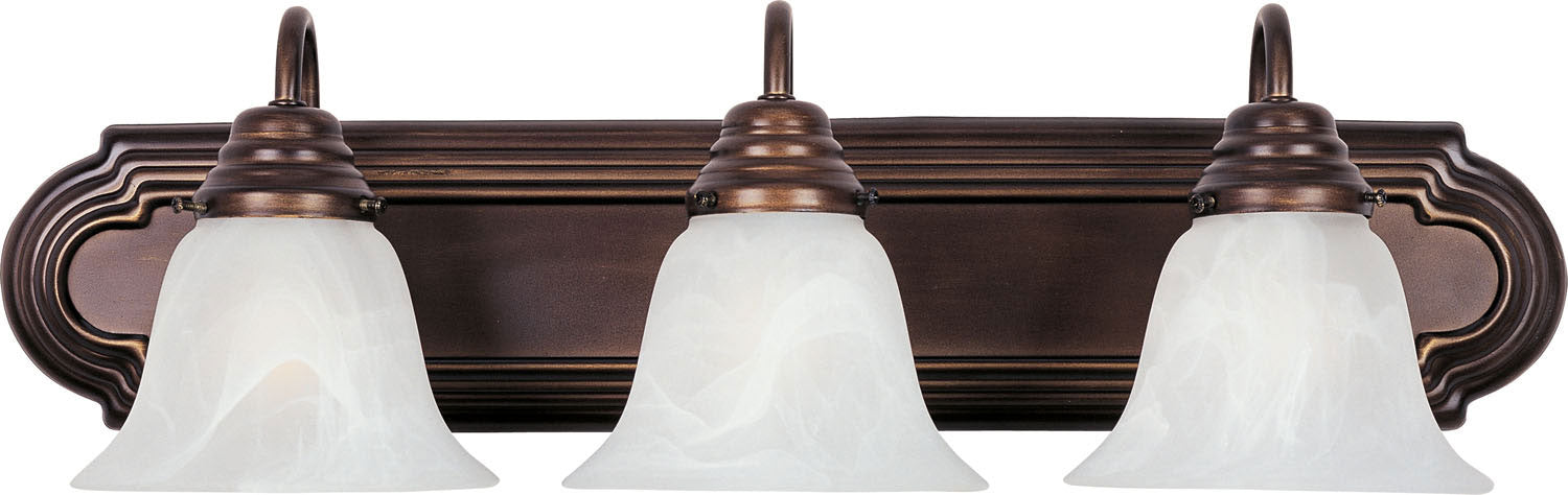 8013MROI - Essentials 3-Light Bath Vanity in Oil Rubbed Bronze with Marble Glass by Maxim Lighting