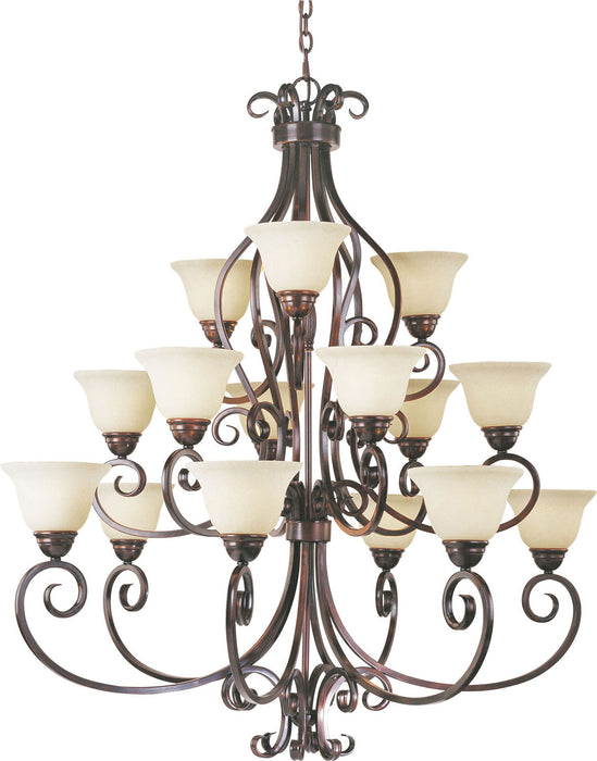 12209FIOI - Manor 15-Light Chandelier in Oil Rubbed Bronze with Frosted Ivory Glass by Maxim Lighting