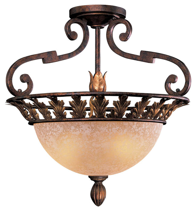 N6241-355- Zaragoza 3-Light Semi-Flush Mount in Golden Bronze with Salon Scavo Glass by Metropolitan