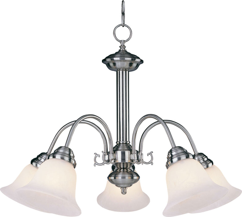 2698MRSN - Malaga 5-Light Chandelier in Satin Nickel with Marble Glass by Maxim Lighting