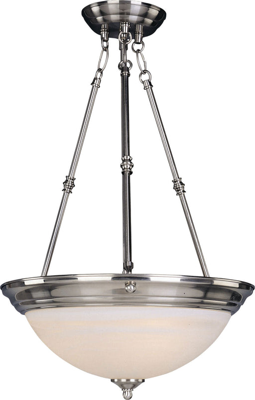 5845MRSN - Essentials 3-Light Invert Bowl Pendant in Satin Nickel with Marble Glass by Maxim Lighting