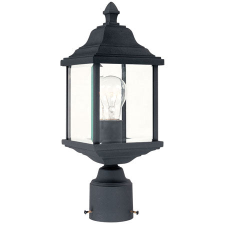 932-50- Charleston Outdoor 1-Light Post Mount in Black with Beveled Glass by Dolan Designs