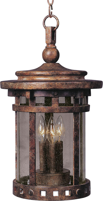 3138CDSE - Santa Barbara Cast 3-Light Outdoor Hanging Lantern in Sienna with Seedy Glass by Maxim Lighting