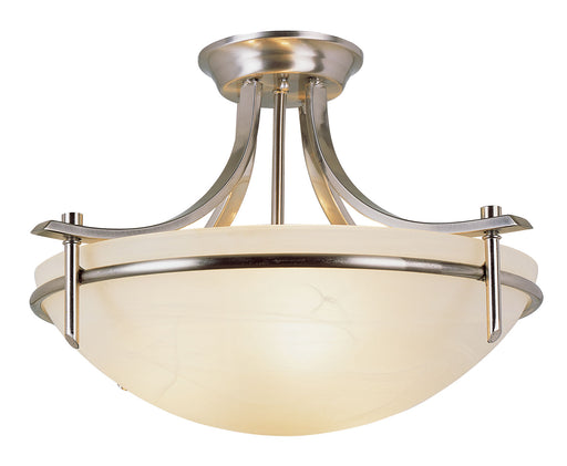 8172 BN- Vitalian 3-Light Semiflush in Brushed Nickel with Marbleized Glass by Trans Globe Lighting