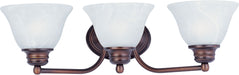 2688MROI - Malaga 3-Light Bath Vanity in Oil Rubbed Bronze with Marble Glass by Maxim Lighting