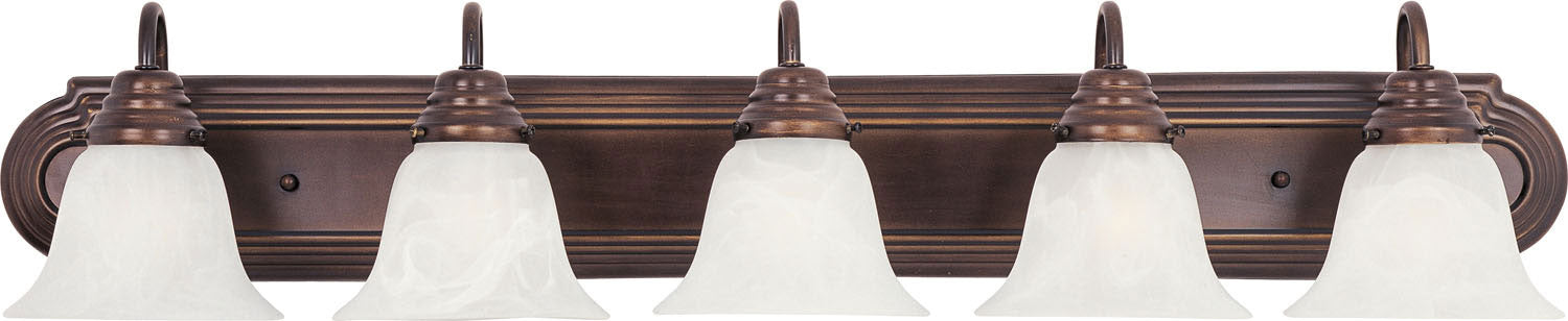 8015MROI - Essentials 5-Light Bath Vanity in Oil Rubbed Bronze with Marble Glass by Maxim Lighting