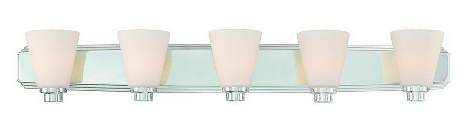 3405-26- Southport 5-Light Bath Fixture in Chrome with Satin White Glass by Dolan Designs