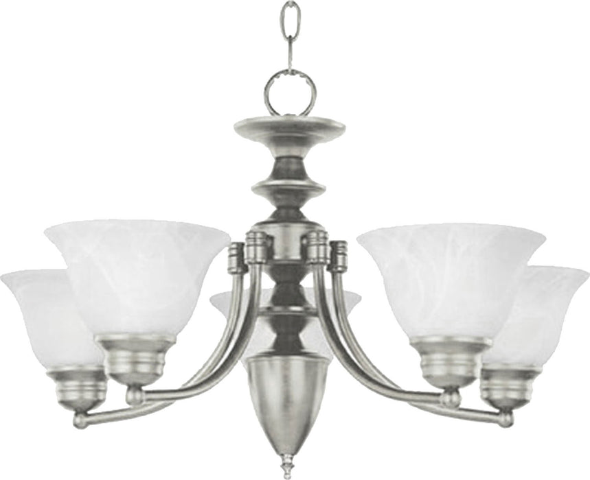 2699MRSN - Malaga 5-Light Chandelier in Satin Nickel with Marble Glass by Maxim Lighting