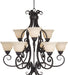 12207FIOI - Manor 9-Light Chandelier in Oil Rubbed Bronze with Frosted Ivory Glass by Maxim Lighting