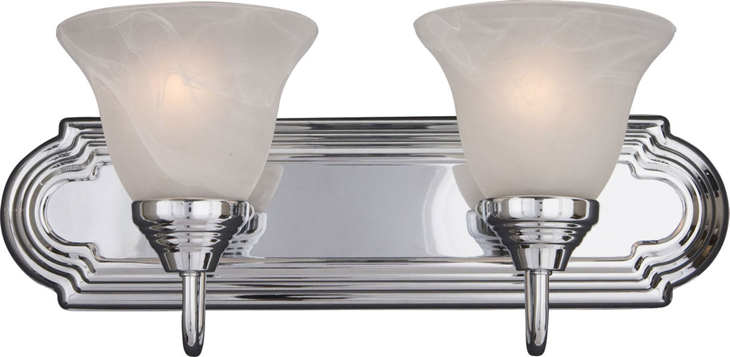 8012MRPC - Essentials 2-Light Bath Vanity in Polished Chrome with Marble Glass by Maxim Lighting