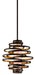 113-42- Vertigo 2-Light Pendant in Bronze & Gold Leaf with Caramel Ice Fibe Glass by Corbett Lighting