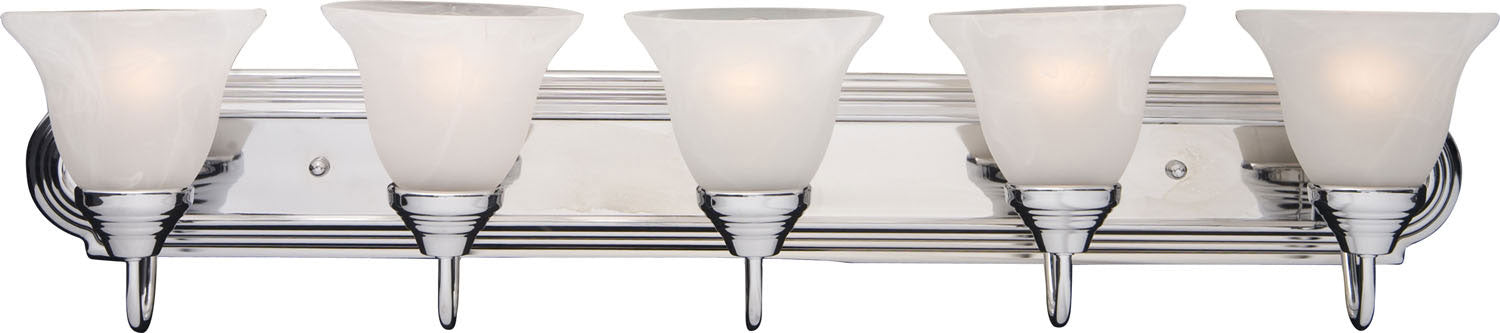 8015MRPC - Essentials 5-Light Bath Vanity in Polished Chrome with Marble Glass by Maxim Lighting