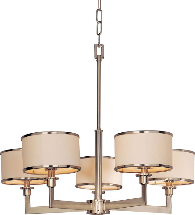 12055WTSN - Nexus 5-Light Chandelier in Satin Nickel with White Glass by Maxim Lighting