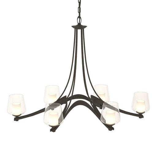 Oval Ribbon 6 Arm Chandelier in Dark Smoke - 104116-SKT-07-ZU0291 by Hubbardton Forge