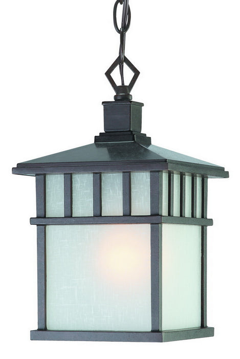 9113-34- Barton Outdoor 1-Light Hanging Fixture in Olde World Iron with White Frosted Linen by Dolan Designs