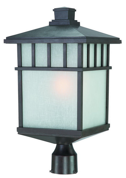 9118-34- Barton Outdoor 1-Light Post Mount in Olde World Iron with White Frosted Linen by Dolan Designs