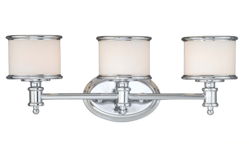 CR-VLU003CH- Carlisle 3-Light Vanity in Chrome with Frosted Opal Glass by Vaxcel