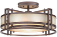 N6964-1-267B- Underscore 3-Light Semi-Flush in Cimmaron Bronze with Brushed Caramel Silk Glass by Metropolitan