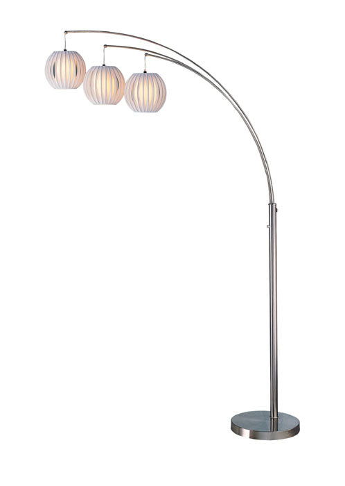 LS-8871PS/WHT- Deion 3-Light Arch Lamp in Polished Steel with White Shade by Lite Source