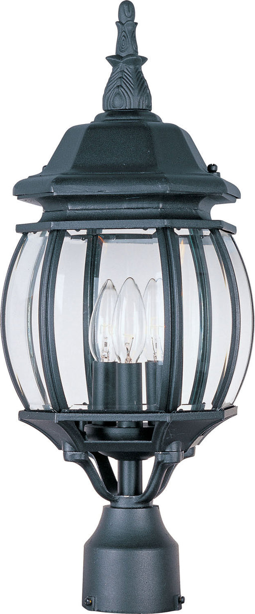 1035BK - Crown Hill 3-Light Outdoor Pole/Post Lantern in Black with Clear Glass by Maxim Lighting