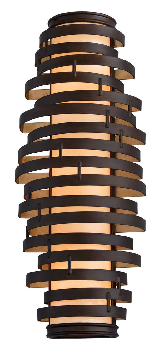 113-13- Vertigo 3-Light Wall Sconce in Bronze & Gold Leaf with Caramel Ice Fibe Glass by Corbett Lighting