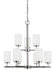 Oslo Nine Light Chandelier in Chrome