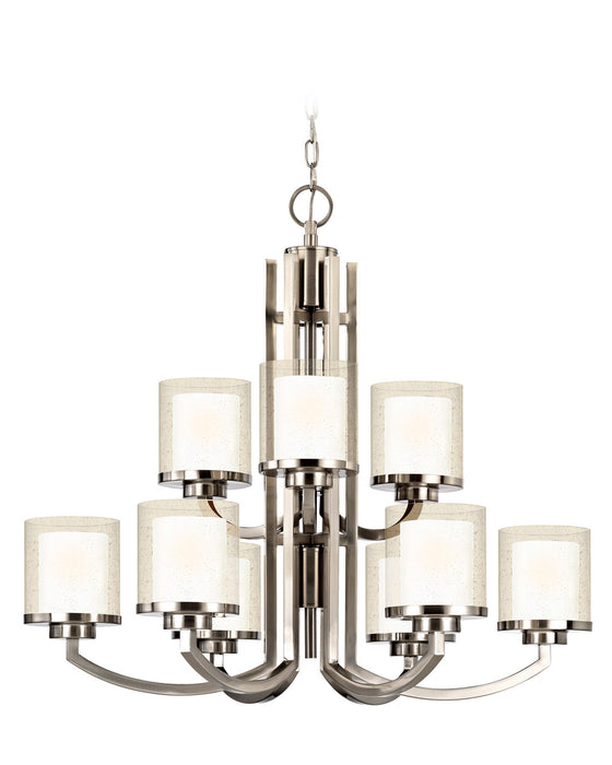 2952-09- Horizon 9-Light 2-Tier Chandelier in Satin Nickel by Dolan Designs