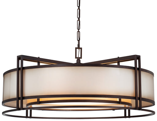 N6967-1-267B- Underscore 5-Light Pendant in Cimmaron Bronze with Brushed Caramel Silk Glass by Metropolitan